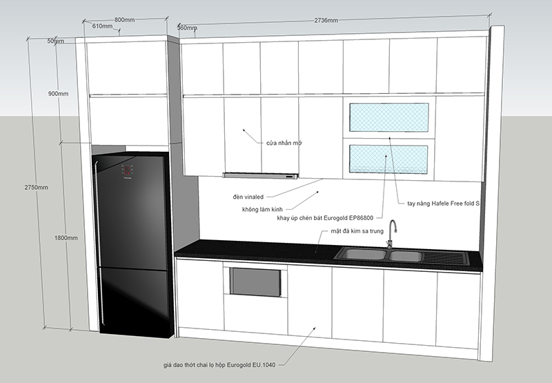 Bản vẽ thiết kế tủ bếp gỗ tổng thể - hình 02
